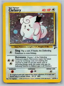 Clefairy Base Set 2 #006/130 Holo Rare Pokemon Card - Image 1