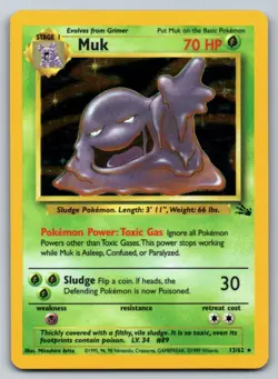 Muk 13/62 Unlimited Holo Pokemon Unlimited Holo LP Fossil - Image 1