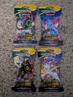 2021 Pokemon SWSH Evolving Skies Sleeved Booster Pack Art Set! *ALL 4 ARTWORKS* - Image 1