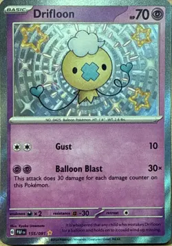 Drifloon 155/091 Shiny Rare Paldean Fates Pokemon NM - Image 1