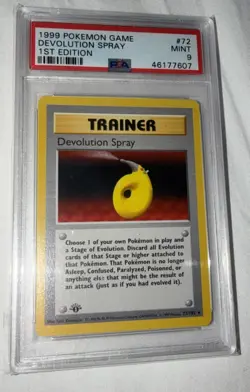 PSA 9 1999 ENGLISH 1ST EDITION BASE SET DEVOLUTION SPRAY #72 POKEMON CARD RARE - Image 1