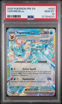 PSA 10 GEM Mint Vaporeon ex 023/131 Double Rare - Pokemon SV8.5 PRE - Image 1