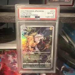 2022 POKEMON JAPANESE SWORD & SHIELD DARK PHANTASMA #073 FULL ART/PIKACHU PSA 10 - Image 1