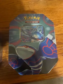 Pokemon TCG Kyogre ex Tin Factory Sealed 4 Booster Packs Promo Card - Image 1