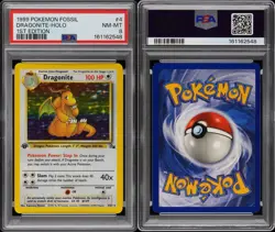1st Edition Fossil 1999 Pokemon Dragonite Holo Rare #4 PSA 8 - Image 2