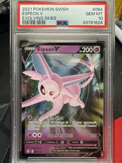 The Pokemon Company PSA 10 Espeon V 064/203 SWSH07 Evolving Skies Holo EN 2021 - Image 1