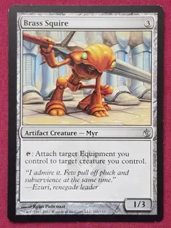 Magic The Gathering MIRRODIN BESIEGED BRASS SQUIRE artifact card MTG - Image 1
