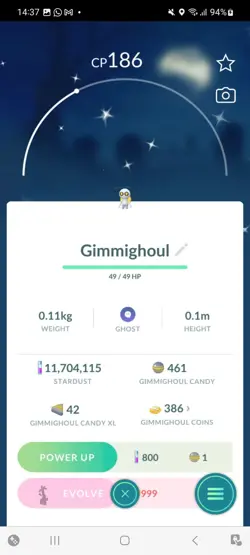 Pokemon Go Shiny Gimmighoul - Image 1