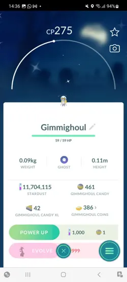 Pokemon Go Shiny Gimmighoul - Image 1