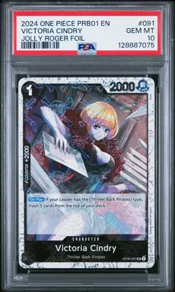 PSA 10 ONE PIECE #091 VICTORIA CINDRY JOLLY ROGER FOIL PREMIUM BOOSTER PRB01 091 - Image 1