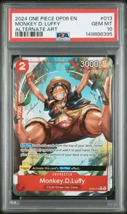 2024 ONE PIECE OP06-WINGS OF THE CAPTAIN ALTERNATE ART MONKEY D. LUFFY PSA 10 - Image 1