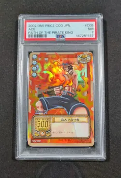 2002 Japanese One Piece CCG Holo Ace C05 PSA 7 NM Path of the Pirate King - Image 1