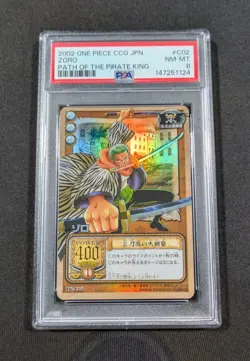 Japanese One Piece CCG Holo Zoro C02 PSA 8 NM-MT Path of the Pirate King - Image 1