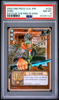 Japanese One Piece CCG Holo Zoro C02 PSA 8 NM-MT Path of the Pirate King - Image 3