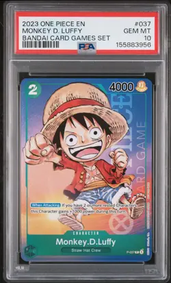 2023 One Piece EN Bandai Card Games Monkey D Luffy #037 PSA 10 GEM MINT - Image 1