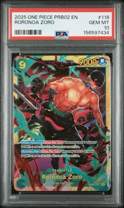 2025 One Piece TCG Roronoa Zoro #118 PRB02 PRB-02 English PSA 10 GEM MINT SR - Image 1