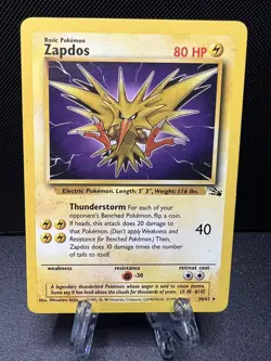 Pokemon TCG Zapdos Fossil 30 Regular Unlimited Rare WOTC Vintage HP - Image 1