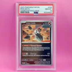 Iron Moth 28 Holo Pokemon Paradox Rift Gamestop Exclusive Stamped VGA CGC PSA 10 - Image 1