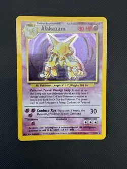 The Pokemon Company Pokemon TCG Alakazam 001/102 Base Set Holo Rare HP 80 - Image 1