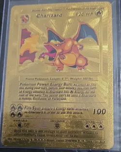 Gold -Fan Art- Pokemon TCG Charizard 11/108 Evolutions Holo Rare 150 HP English - Image 1
