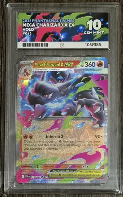 Pokemon TCG Mega Charizard X EX 013/094 Phantasmal Flames Graded ACE 10 Gem Mint - Image 1