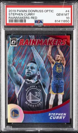 2019 PANINI DONRUSS OPTIC RAINMAKERS RED #4 STEPHEN CURRY 70/99 PSA 10 - Image 1
