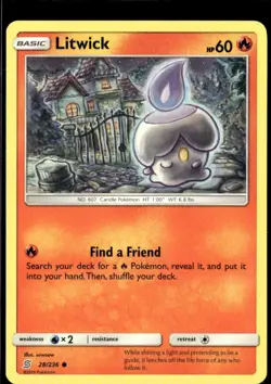 Pokemon Litwick 28/236 Unified Minds Non Holo Common 2 Card Lot - Image 1
