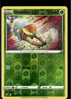 Pokemon Grubbin 016/192 Rebel Clash Reverse Holo Common 2 Card Lot - Image 1
