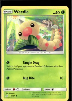 Pokemon Weedle 2/181 Team up Non Holo Common 2 Card Lot - Image 1