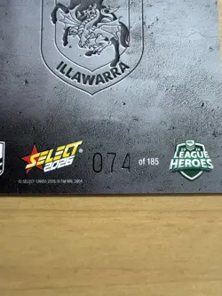 2026 NRL League Heroes Etched Jacob Liddle Dragons 074/185 - Image 2
