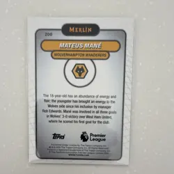 Topps Merlin Premier League 2026 Mateus Mane Wolves #200 RC 10/50 - Image 2