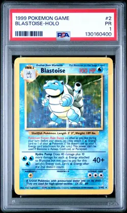 1999 POKEMON BASE SET UNLIMITED #2 BLASTOISE-HOLO PSA 1 - Image 1