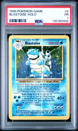 1999 POKEMON BASE SET UNLIMITED #2 BLASTOISE-HOLO PSA 1 - Image 1