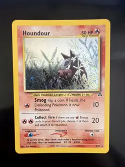 Pokemon TCG Houndour Neo Discovery Holo Unlimited Holo Rare Card 5/75 50 HP - Image 1