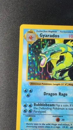 1999 Pokemon Shadowless Gyarados Holo 6/102 Base Set WOTC Card VG LP - Image 2