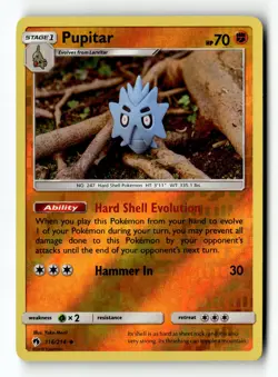 Pokemon Card Pupitar Reverse Holo LP SM - Lost Thunder 116/214 - Image 1