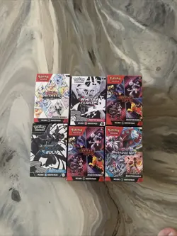 **EMPTY** LOT OF 6- POKEMON TCG - BOOSTER BUNDLES MIXED PE/PR/W/B/DR **EMPTY!** - Image 1