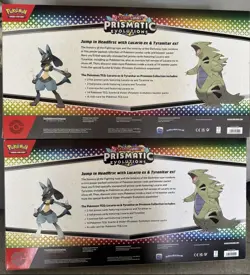 POKEMON PRISMATIC EVOLUTIONS LUCARIO & TYRANITAR PREMIUM COLLECTION LOT OF 2! - Image 2