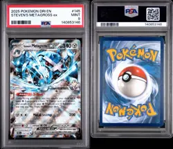 Pokemon 2025 Steven's Metagross EX Holo Card 145/182 Sv10 Destined Rivals PSA 9! - Image 3