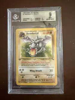 Pokemon Aerodactyl Holo Card 1/62 1st Edition Fossil BGS 9 - Image 1