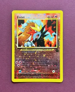 Pokemon 2001 Black Star Promo #34 Entei Reverse Holo SWIRL, WOTC Vintage Eng NM - Image 1