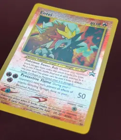Pokemon 2001 Black Star Promo #34 Entei Reverse Holo SWIRL, WOTC Vintage Eng NM - Image 2