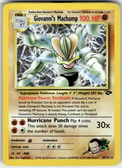 Giovanni's Machamp 6/132 Holo Rare Gym Challenge Pokemon Unlimited Holo MP - Image 1