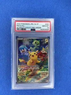 2022 Pokemon JPN. SV-P Pikachu Scarlet/Violet PRE-ORDER #001 PSA GEM 10 - Image 1