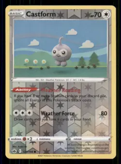 Castform SWSH06: Chilling Reign #121/198 Common Reverse Holo Pokemon LP - Image 1