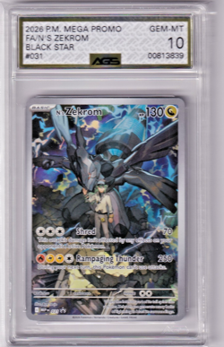 2025 Pokemon MEP Black Star Promos N's Zekrom #031 AGS 10 Gem Mint - Image 1