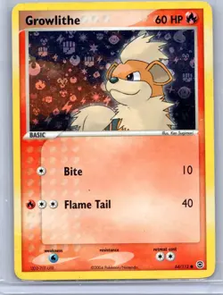 Growlithe 64/112 FireRed LeafGreen Pokemon Reverse Holo Damaged bttm left crease - Image 1