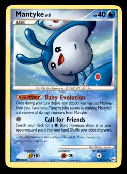 Mantyke 55/130 Uncommon Diamond & Pearl Pokemon Moderately Played - Image 1