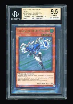 Yu-Gi-Oh BGS9.5 Elemental Hero Stratos Ultimate Rare 2018 OP09-EN001 English - Image 1