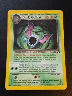 Dark Golbat 7/82 Unlimited HoloRare Team Rocket Pokemon HP - Image 1